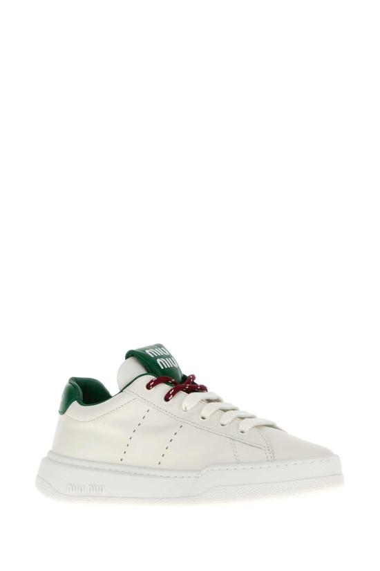 미우미우 레더 스니커즈 5E387EF0053L48 F0A8Z WHITE - MIU MIU