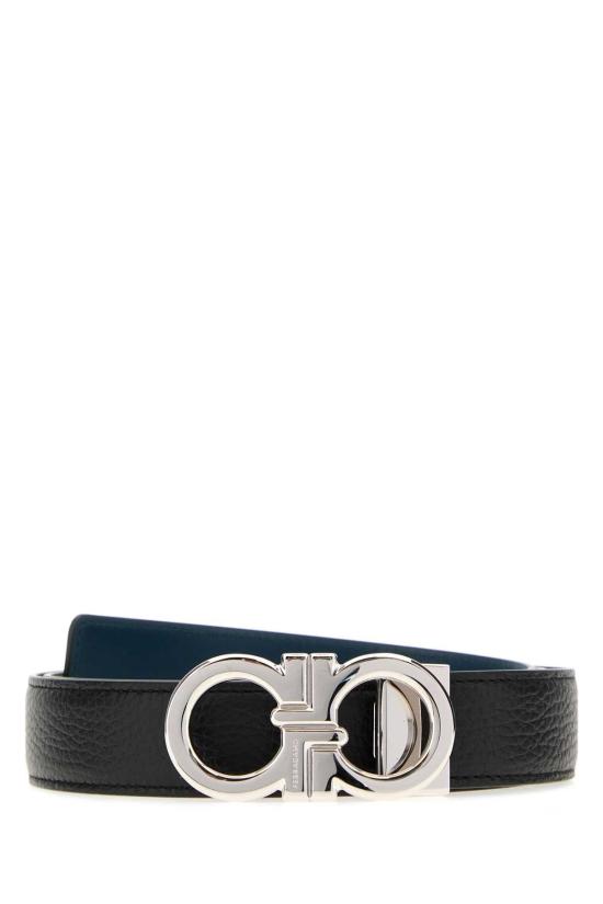 26FW 살바토레 페라가모 가죽 벨트 670644791060 NEROTITANICBLUE BLACK