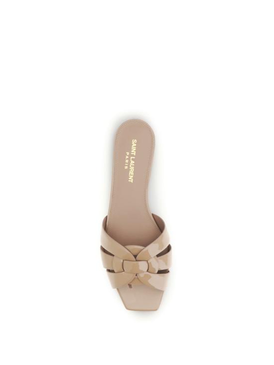 26FW 생로랑 페이턴트 레더 트리뷰트 플랫 샌들 571952AAAOW 9935 BEIGE - SAINT LAURENT
