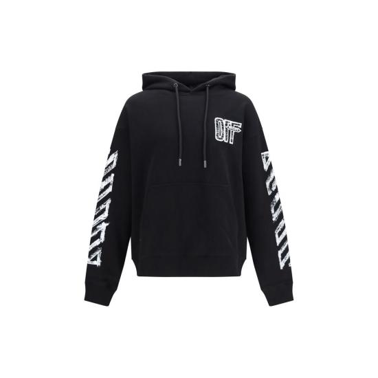 26FW 오프화이트 후드 티셔츠 OFOMBB085F26FLE00L00001BB BLACK