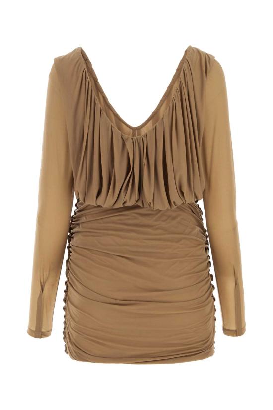  생로랑 숏 원피스 729749Y5G98 2509 CAMEL - SAINT LAURENT