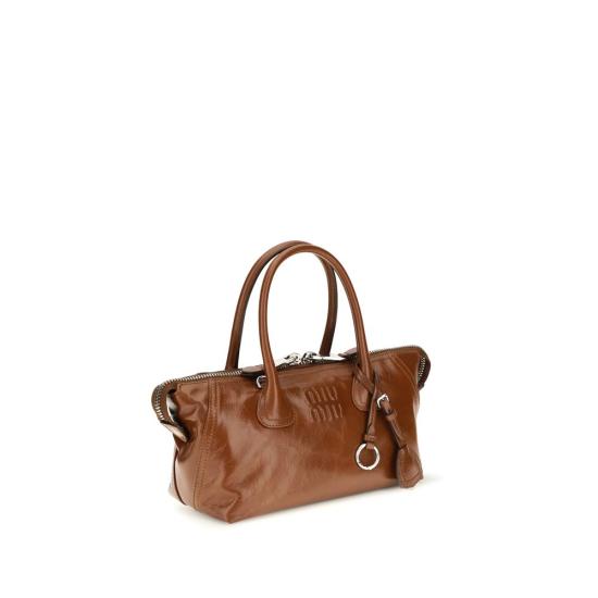 26FW 미우미우 LUCIDA 레더 토트백 MI5BA338VOOO2A44F0BW5BB BROWN - MIU MIU