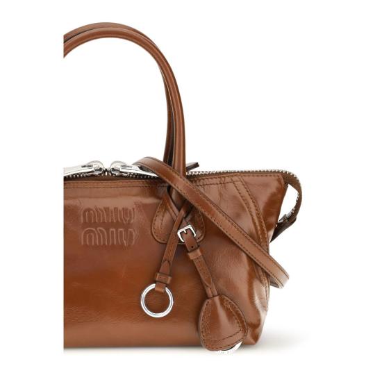 26FW 미우미우 LUCIDA 레더 토트백 MI5BA338VOOO2A44F0BW5BB BROWN - MIU MIU