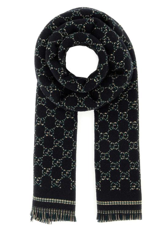 26FW 구찌 울 자카드 스카프 8362644G386 1066 BLACK
