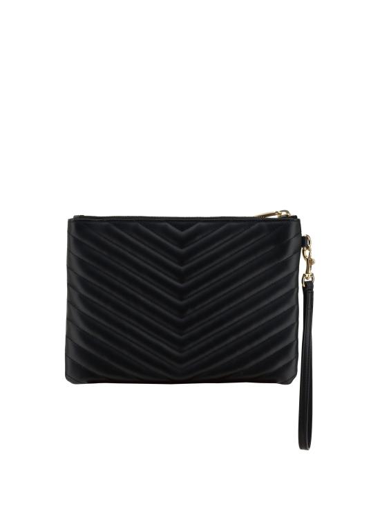 26FW 생로랑 마틀라세 레더 골드 모노그램 A5 파우치 379039CWU01 1000 BLACK - SAINT LAURENT