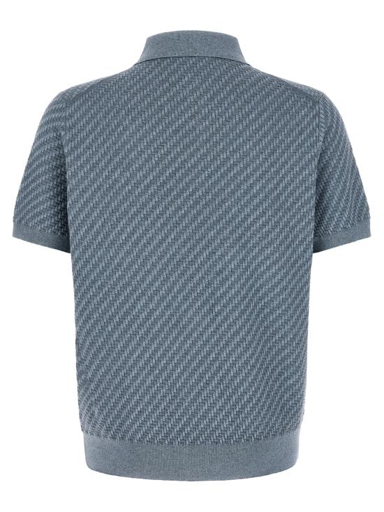26FW 브리오니 코튼 실크 캐시미어 트라마 위브 폴로 셔츠 UMR20OPAK224200 Blue - BRIONI