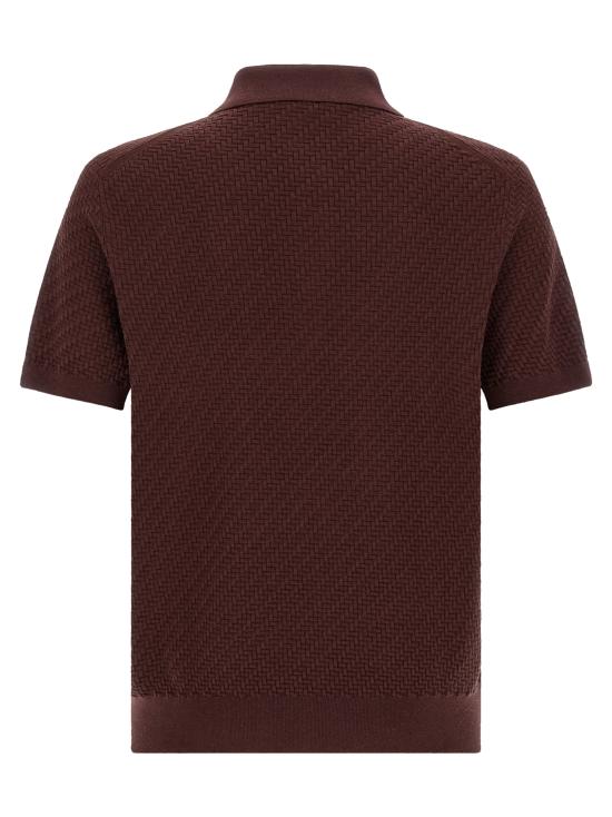 26FW 브리오니 코튼 실크 캐시미어 트라마 위브 폴로 셔츠 UMR20OPAK225100 Purple - BRIONI