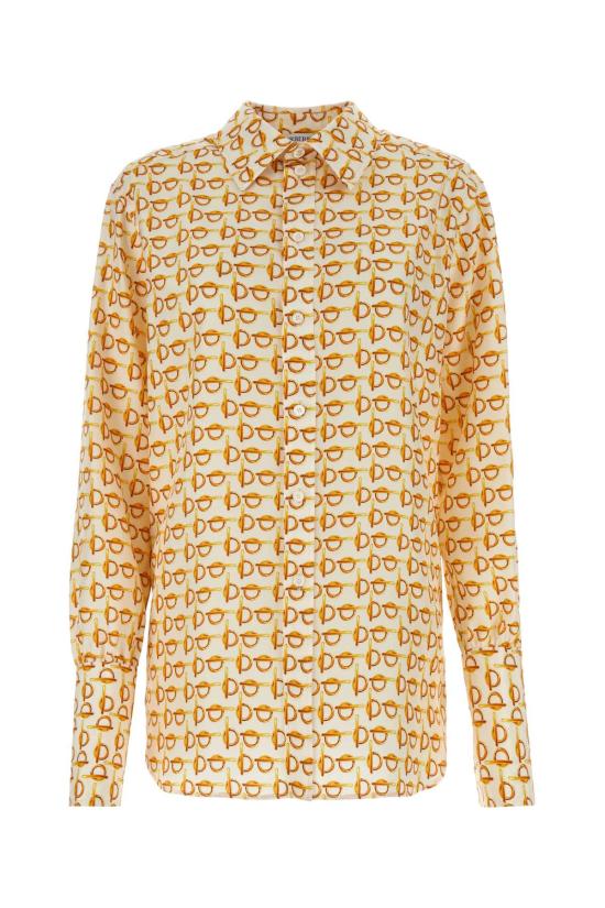  버버리 B 실크 셔츠 8090731 B9555 GOLD - BURBERRY