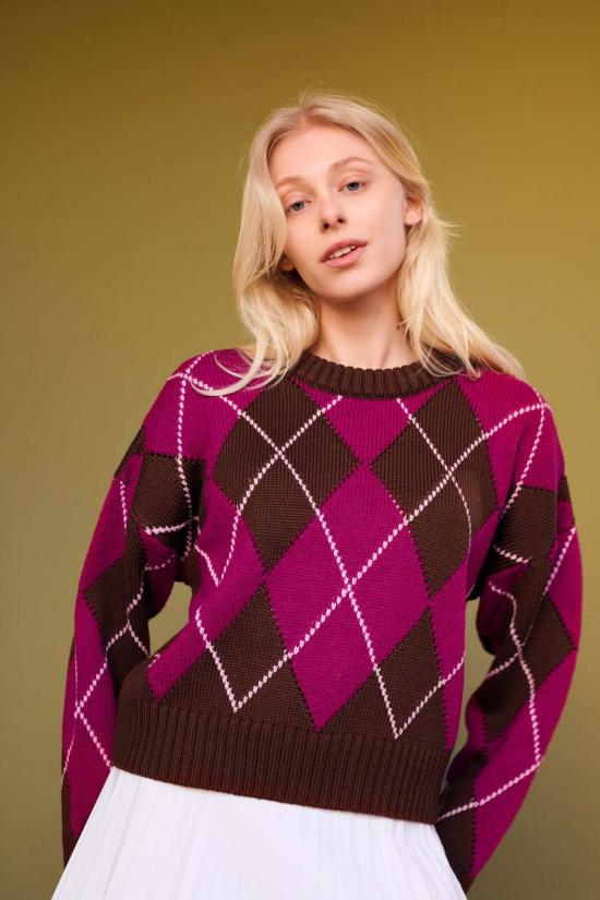  지지 니트웨어 스웨터 애니 아가일 - GIGI KNITWEAR