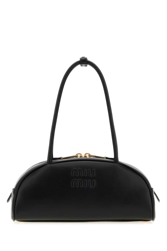 26FW 미우미우 보 레더 미디엄 토트백 5BB1932CRW F0002 BLACK