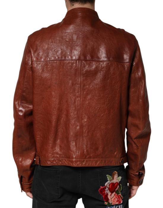  돌체앤가바나 가죽 자켓 JKT41682 BROWN - DOLCE & GABBANA