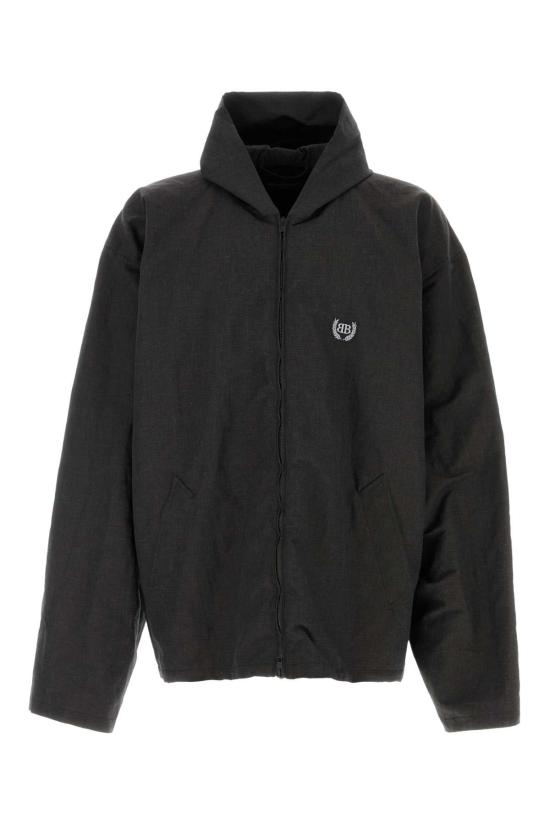 25FW 발렌시아가 로고 자수 후드 자켓 831341TST05 1000 BLACK - BALENCIAGA