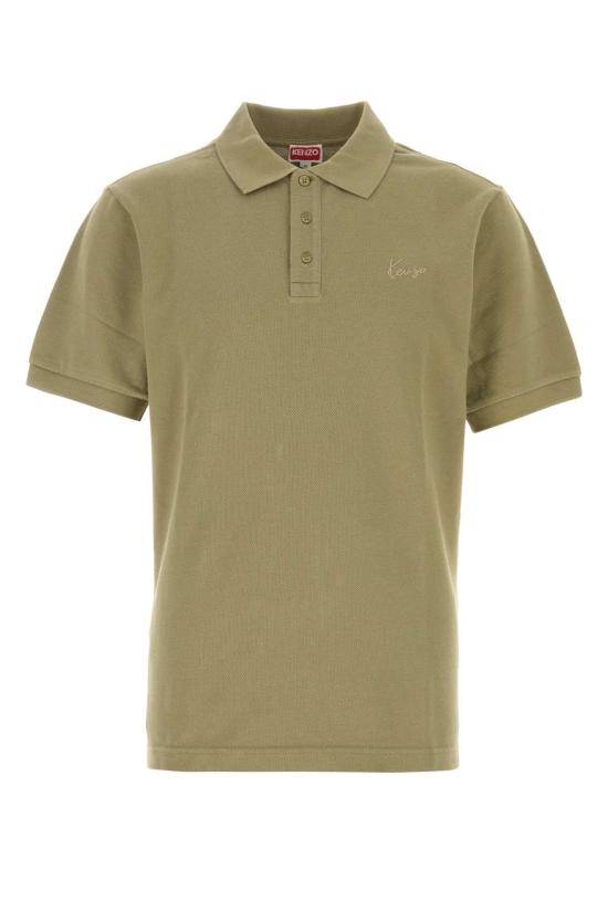 26FW 겐조 시그니처 엠브로이드 슬림 코튼 폴로 셔츠 FG65PO1554PU 50 KHAKI