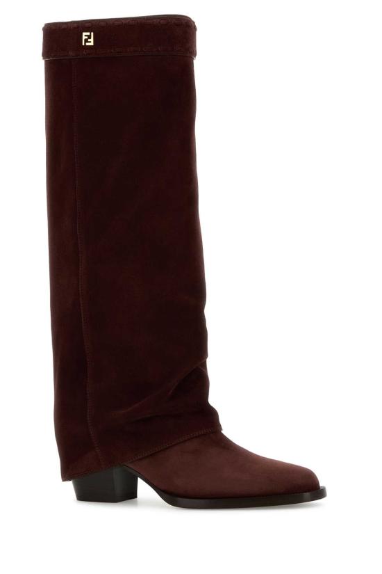 26SS 펜디 미네르바 스웨이드 하이힐 부츠 8W8566QK9 F1R5D BURGUNDY - FENDI