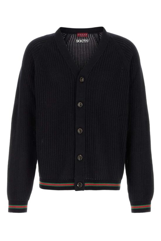  구찌 웹 아주르 코튼 니트 가디건 788009XKD15 4345 NAVY
