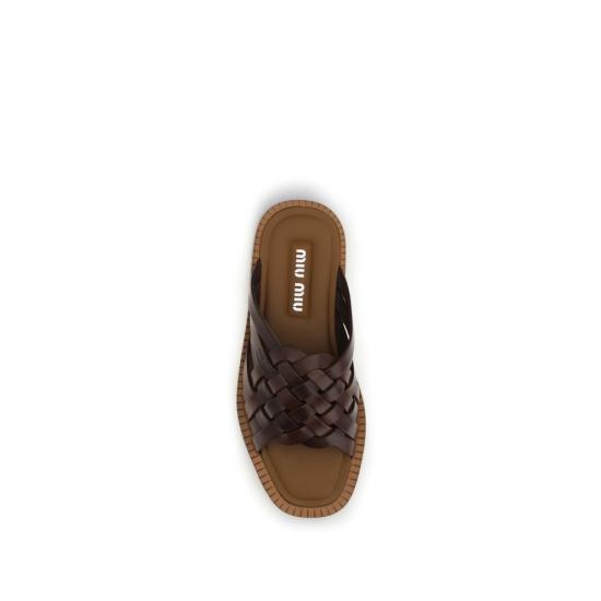 26FW 미우미우 뮬/슬리퍼 MI5XX678FA0153ZN8F0201BB BROWN - MIU MIU