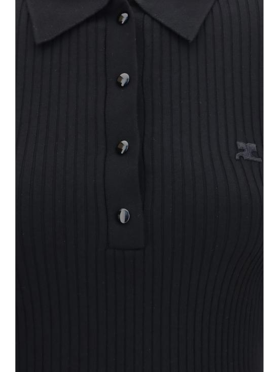 26FW 쿠레쥬 폴로 티셔츠 326MPO072FI0001 9999 BLACK - COURREGES