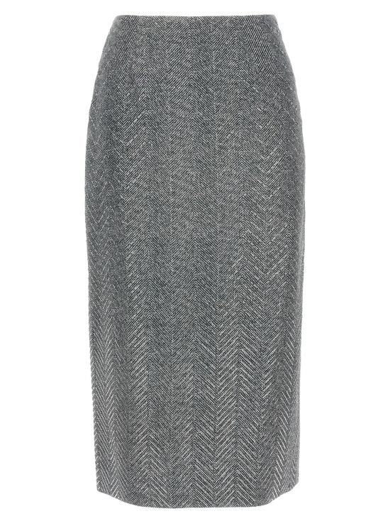 25FW 에르마노 설비노 미디 스커트 ER313743BM GRAY