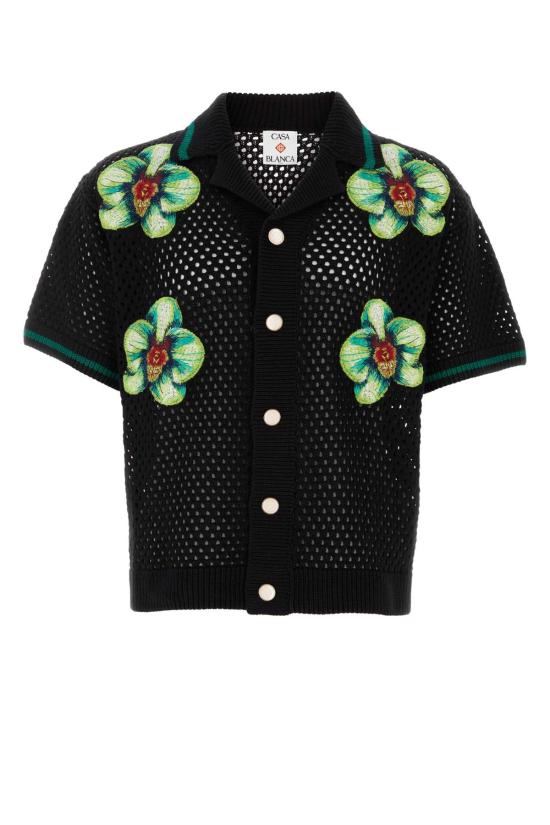 26SS 카사블랑카 반팔 셔츠 MSS26KW131601 GLITCHORCHID BLACK