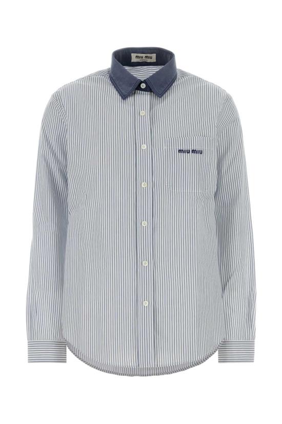 26FW 미우미우 스트라이프 포플린 셔츠 MK2053SOOO189F F022X BLUE