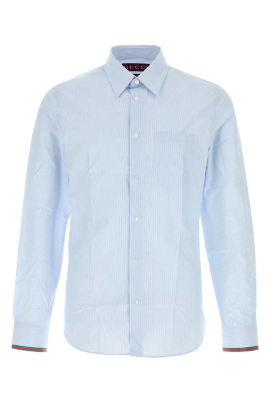 26SS 구찌 웹 디테일 스트라이프 코튼 셔츠 852707ZAS5W 4305 LIGHT BLUE