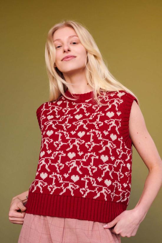  지지 니트웨어 스웨터 갤럽 자카드 베스트 - GIGI KNITWEAR