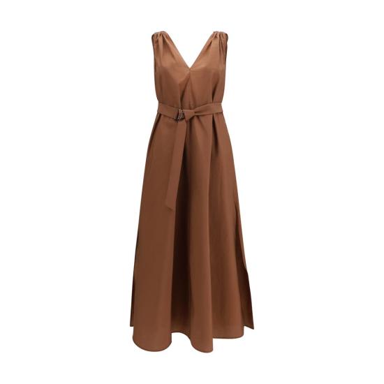26SS 브루넬로 쿠치넬리 롱 원피스 BRM0F79A5092C4182BB BROWN