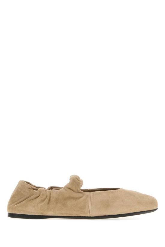26FW 미우미우 주름 스웨이드 발레리나 플랫 슈즈 5F340EFD005008 F0F24 BEIGE