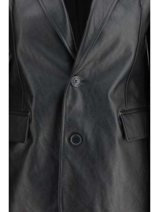26SS 발렌시아가 레더 테일러드 수트 자켓 레더 테일러드 수트 자켓 856379TQS04 1000 BLACK - BALENCIAGA