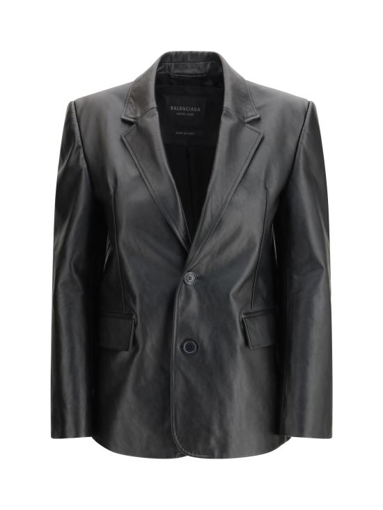 26SS 발렌시아가 레더 테일러드 수트 자켓 레더 테일러드 수트 자켓 856379TQS04 1000 BLACK