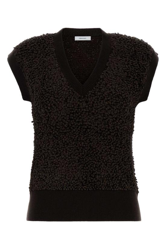 25FW 살바토레 페라가모 스웨터 13H751788430 DARKEXPRESSO BLACK