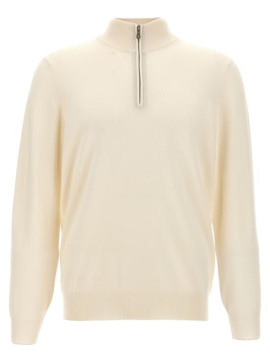 26FW 브루넬로 쿠치넬리 집업 니트 BR289444BM WHITE