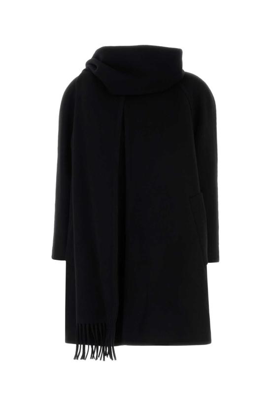 25FW 발렌시아가 프린지 디테일 코트 850604TTU13 1000 BLACK