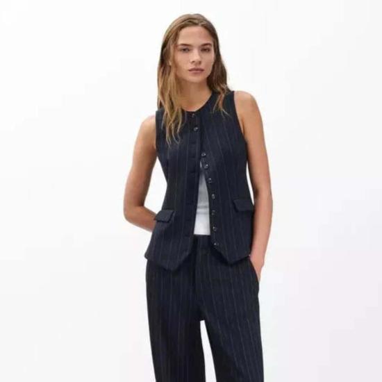  랙앤본 베스트 Rag & Bone Irina Long Ponte Vest Navy Multi - RAG & BONE