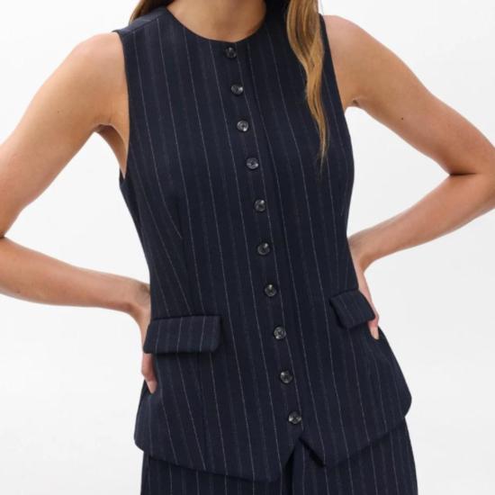 랙앤본 베스트 Rag & Bone Irina Long Ponte Vest Navy Multi - RAG & BONE