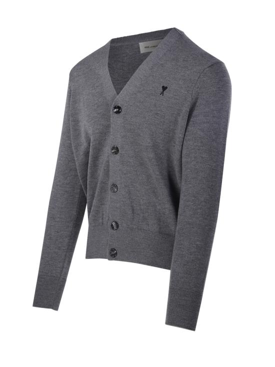 26FW 아미 ADC 울 V넥 가디건 HKC361 001 A336 GRIS CENDRE CHINE NOIR - AMI