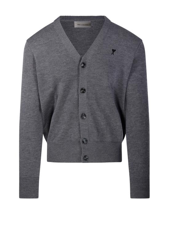 26FW 아미 ADC 울 V넥 가디건 HKC361 001 A336 GRIS CENDRE CHINE NOIR