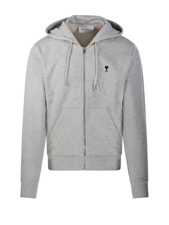 26FW 아미 스몰 하트 로고 코튼 후드 집업 HSW765 730 0951 GRIS CENDRE CHINE