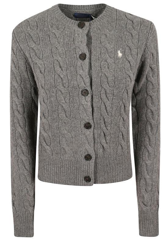 26FW 폴로 랄프로렌 로고 자수 크루넥 가디건 211972104 500 FLANNEL GREY