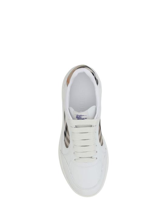  버버리 레더 체크 테라스 스니커즈 8108649 A1464 WHITE - BURBERRY
