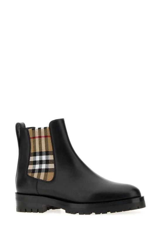  버버리 체크 패널 레더 첼시 부츠 8042363 A1189 BLACK - BURBERRY