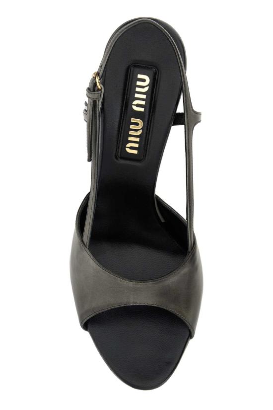 25FW 미우미우 빈티지 레더 오픈 토 샌들 5X547EF085537 F0002 BLACK - MIU MIU