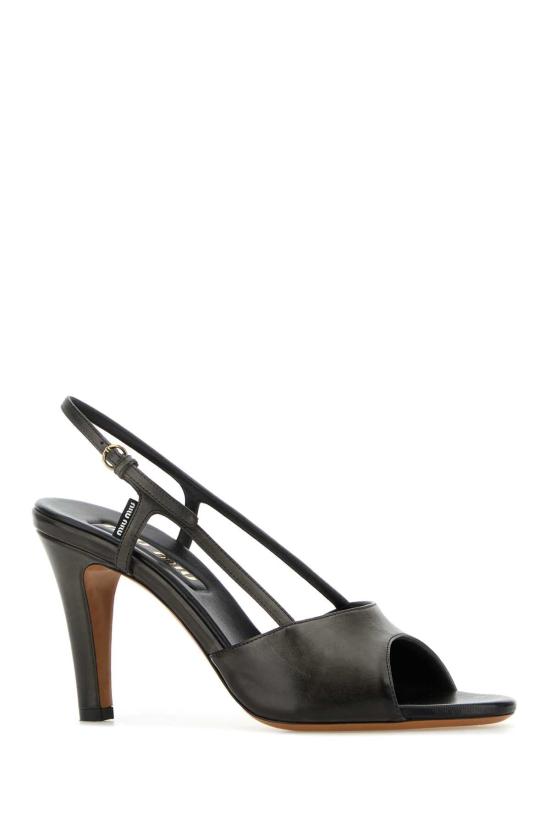 25FW 미우미우 빈티지 레더 오픈 토 샌들 5X547EF085537 F0002 BLACK - MIU MIU