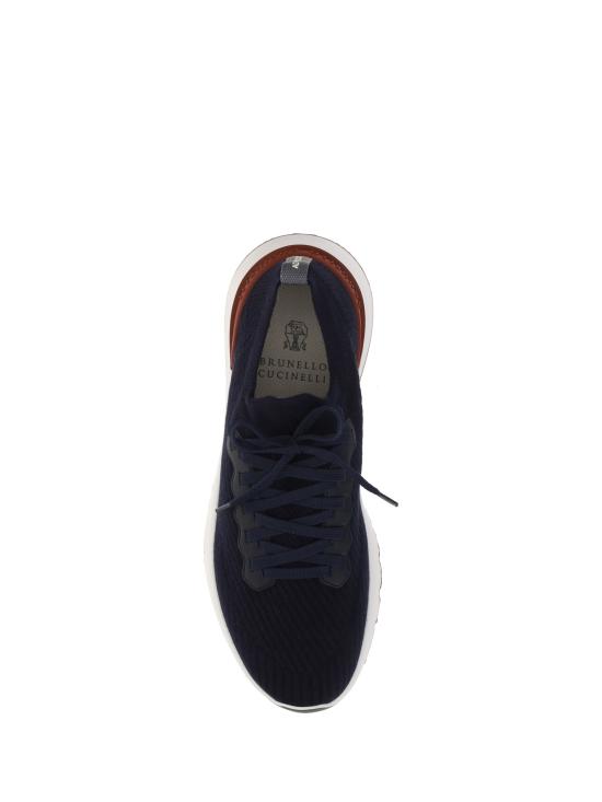  브루넬로 쿠치넬리 코튼 니트 세미 폴리쉬드 카프스킨 러너 MZUPMBO252 CP307 BLUE - BRUNELLO CUCINELLI
