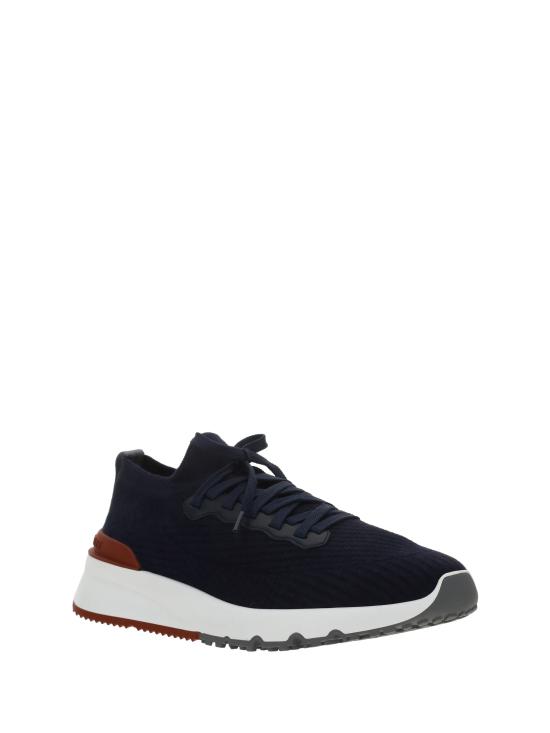  브루넬로 쿠치넬리 코튼 니트 세미 폴리쉬드 카프스킨 러너 MZUPMBO252 CP307 BLUE - BRUNELLO CUCINELLI