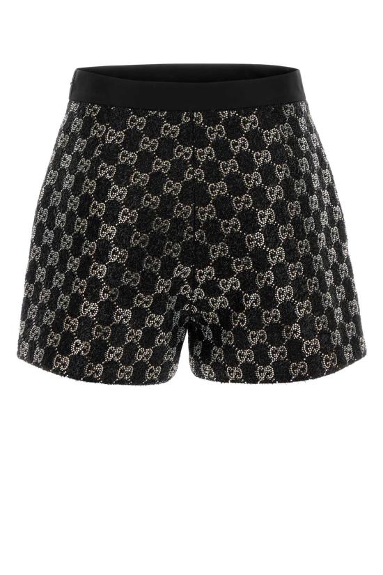 26SS 구찌 자수 울 트위드 라메 쇼츠 853382ZARWY 1000 BLACK - GUCCI