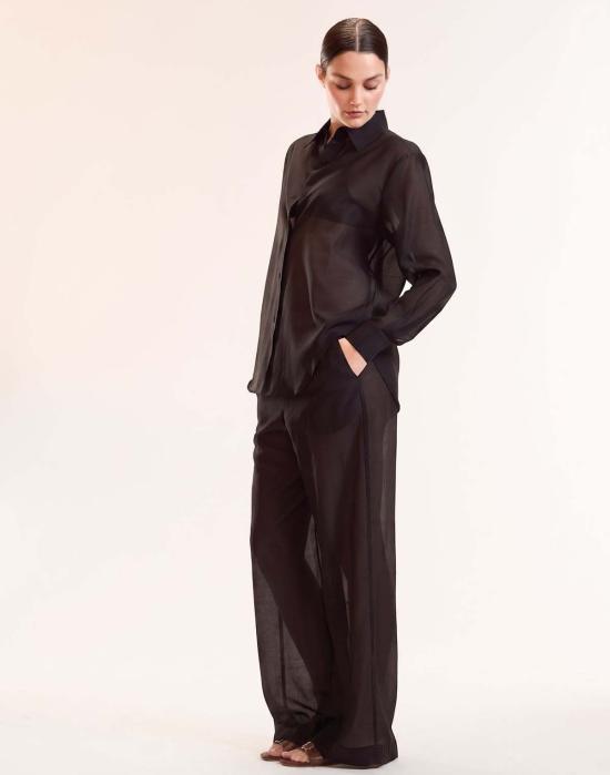 신시아 로리 스트레이트 팬츠 신시아 로울리 살리나 시스루 팬츠 블랙 - CYNTHIA ROWLEY