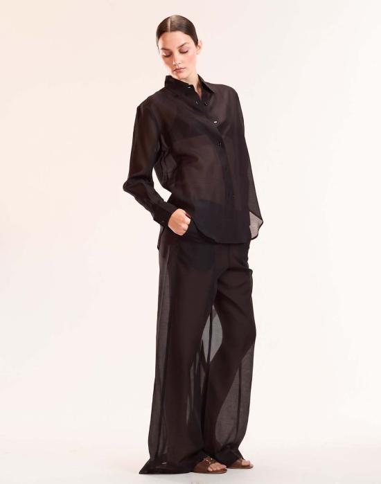  신시아 로리 스트레이트 팬츠 신시아 로울리 살리나 시스루 팬츠 블랙 - CYNTHIA ROWLEY