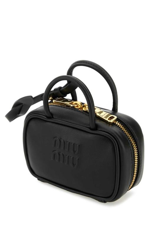 25FW 미우미우 레더 백 참 5NR036AF8W F0002 BLACK - MIU MIU