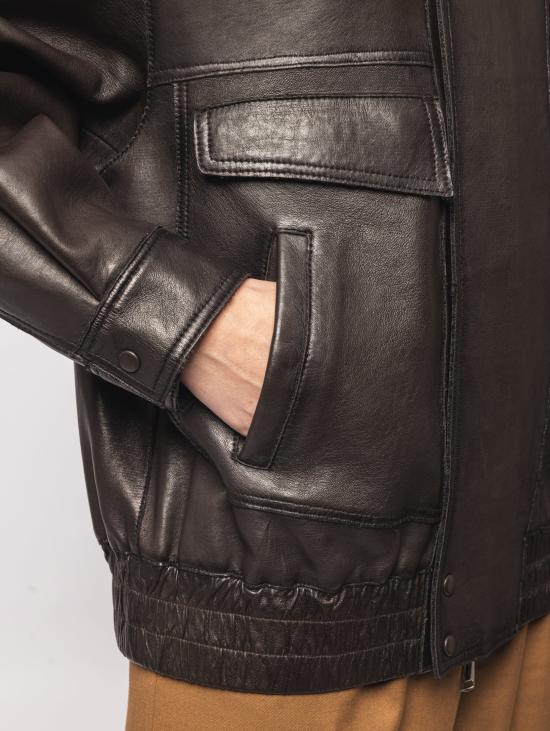 26FW 더 재키 레더스 가죽 자켓 Pelle Foderata Marrone의 폭격기 Ampio - THE JACKIE LEATHERS